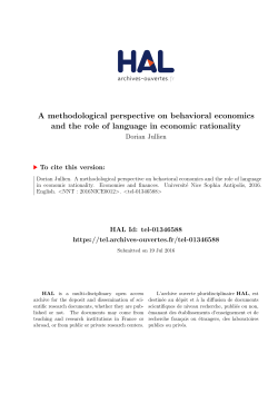 A methodological perspective on behavioral economics and the role