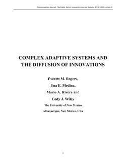 complex adaptive systems and the diffusion of innovations