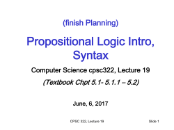 Logic: Intro and Syntax