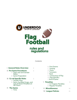 I General Rules Overview II Pre Game Procedures III Co
