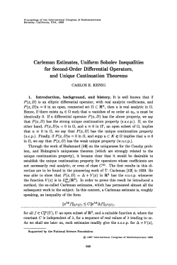 Carleman Estimates, Uniform Sobolev Inequalities for Second