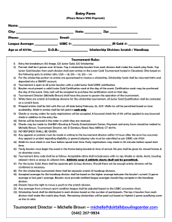 Tournament Director &ndash; Michelle Brown