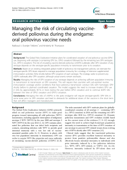 oral poliovirus vaccine needs