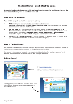 The Real Game - Quick Start Up Guide