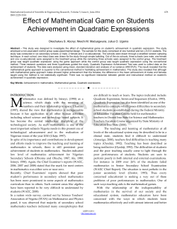 Effect of Mathematical Game on Students Achievement in