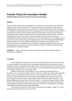Practice Theory for Journalism Studies
