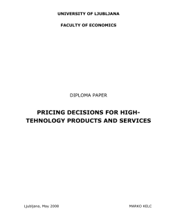 PRICING DECISIONS FOR HIGH- TEHNOLOGY PRODUCTS AND