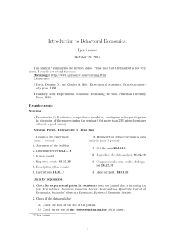 Introduction to Behavioral Economics.