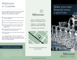 Milestones to Consider Make your next financial move a good one