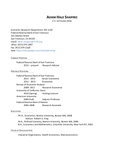 adam hale shapiro - Federal Reserve Bank of San Francisco