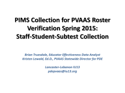 PIMS Collection for PVAAS Roster Verification Spring 2015