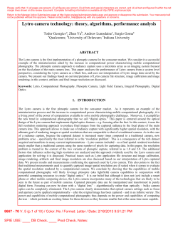 Lytro camera technology: theory, algorithms, performance analysis