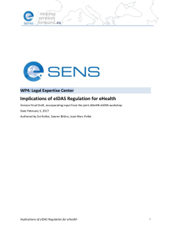 Legal Expertise Center Implications of eIDAS Regulation for eHealth