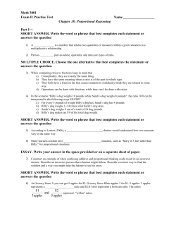 Math 3001 Exam II Practice Test Name Chapter 18: Proportional