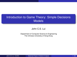 Introduction to Game Theory: Simple Decisions Models