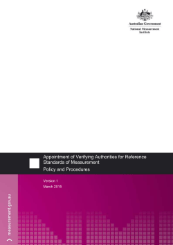 Appointment of Verifying Authorities for Reference Standards of