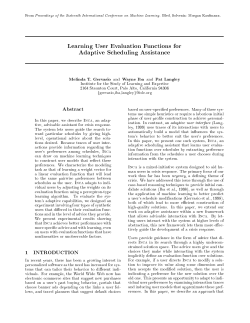 Learning user evaluation functions for adaptive scheduling assistance