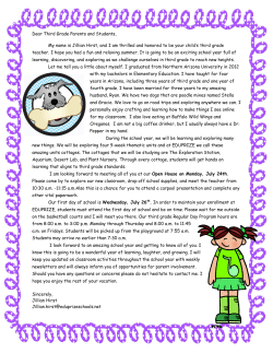 Dear Third Grade Parents and Students, My name is Jillian Hirst