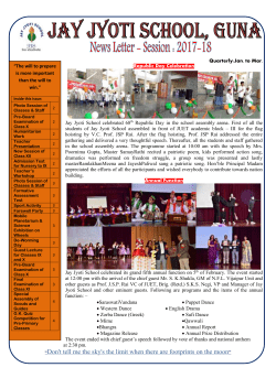 JAY JYOTI SCHOOL, GUNA News Letter - Session : 2017