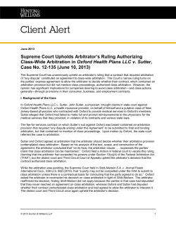 Supreme Court Upholds Arbitrator`s Ruling Authorizing Class