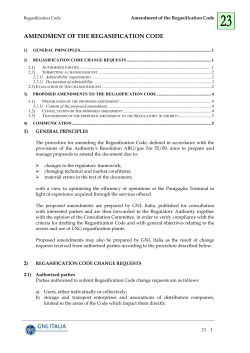 Aggiornamento Codice di Rigassificazione