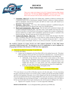 NC1X Rule Addendum - Fort Collins Baseball Club