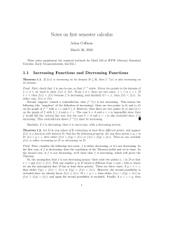Notes on first semester calculus