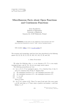 Miscellaneous Facts about Open Functions and Continuous Functions