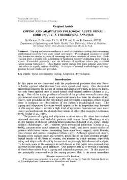 Coping and adaptation following acute spinal cord injury