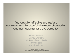 Key ideas for effective professional development: Purposeful