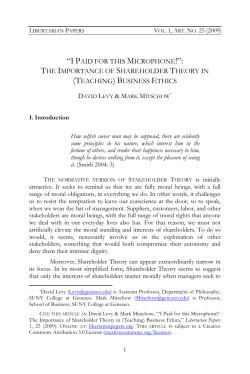the importance of shareholder theory in
