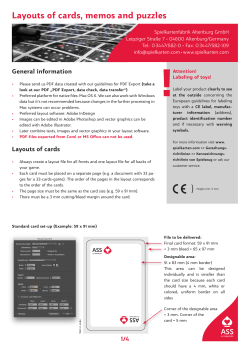 Layouts of cards, memos and puzzles