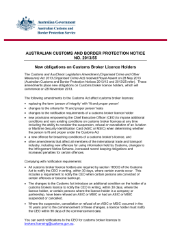 AUSTRALIAN CUSTOMS NOTICE NO