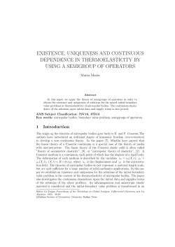 EXISTENCE, UNIQUENESS AND CONTINUOUS DEPENDENCE IN