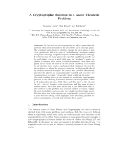 A Cryptographic Solution to a Game Theoretic Problem