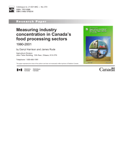 Measuring industry concentration in Canada`s food processing sectors