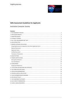 Skills Assessment Guidelines for Applicants Australian Computer