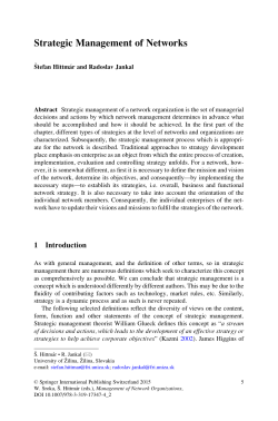 Strategic Management of Networks