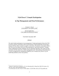 &ldquo;Girl Power&rdquo;: Female Participation in Top Management and Firm