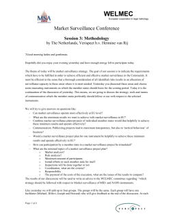 Market surveillance strategy session 3 introduction and