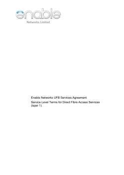 Enable UFB Fibre Access Services Service Level Terms