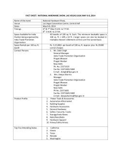 FACT SHEET: NATIONAL HARDWARE SHOW, LAS VEGAS (USA