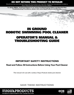 in ground robotic swimming pool cleaner operator`s manual