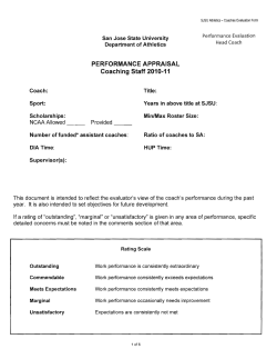 PERFORMANCE APPRAISAL Coaching Staff 2010-11