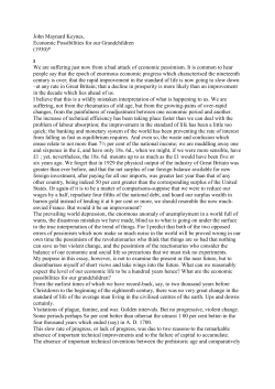 John Maynard Keynes, Economic Possibilities for