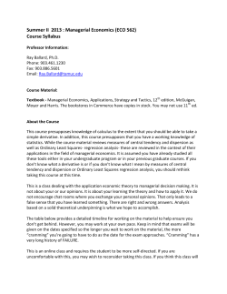 Summer II 2013 : Managerial Economics (ECO 562) Course Syllabus