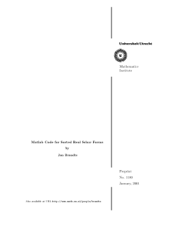 Matlab Code for Sorted Real Schur Forms by Jan Brandts Also