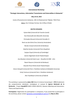 International Workshop "Strategic Interactions, Information