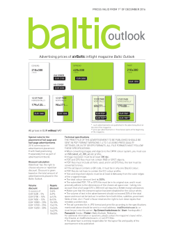 Advertising prices of airBaltic inflight magazine Baltic Outlook