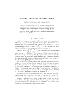 BOUNDED GEODESICS IN MODULI SPACE 1